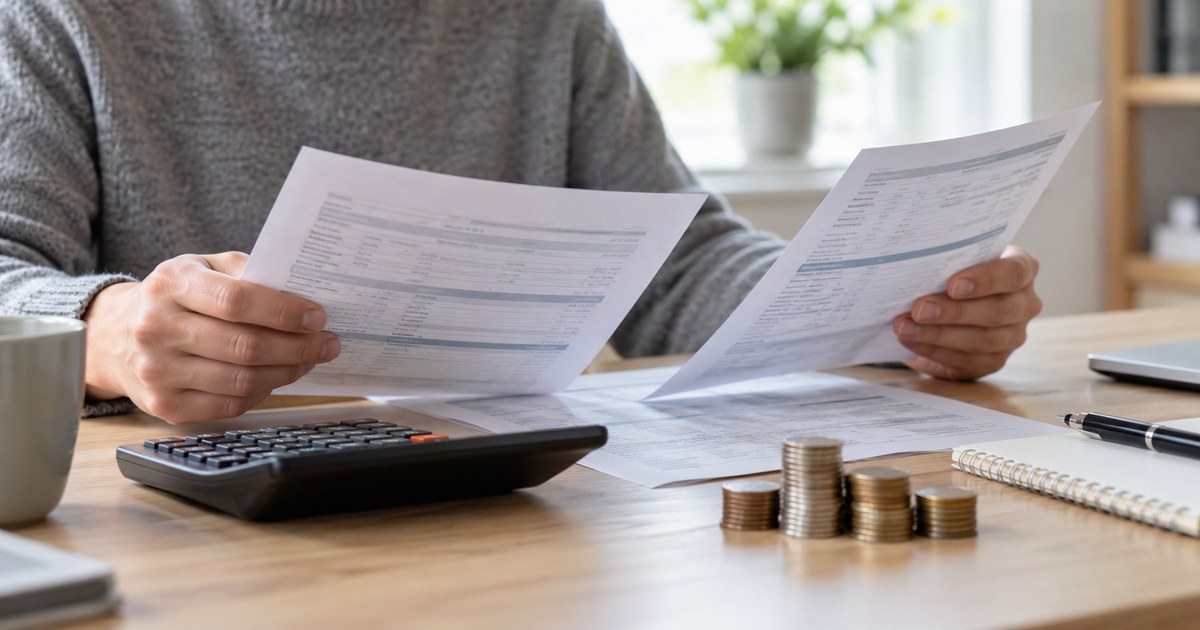 Personal loan statement and dated settlement quotation compared on a calculator